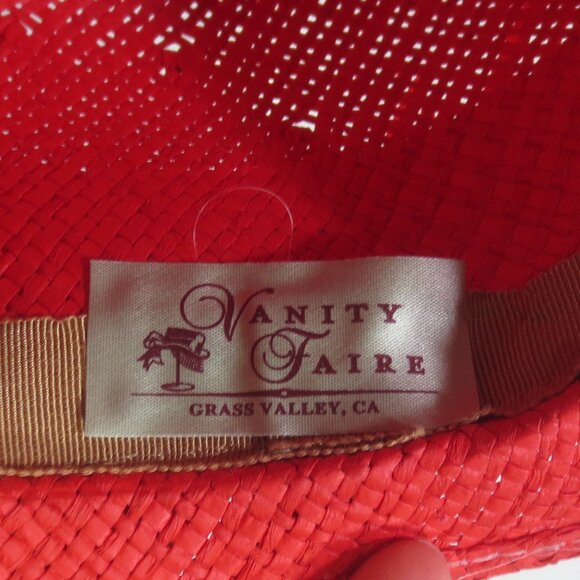 Vanity Faire Hat Solid Red 20s Vintage Woven Couture Handmade Ladies\' Size 7 1/4 main image 11